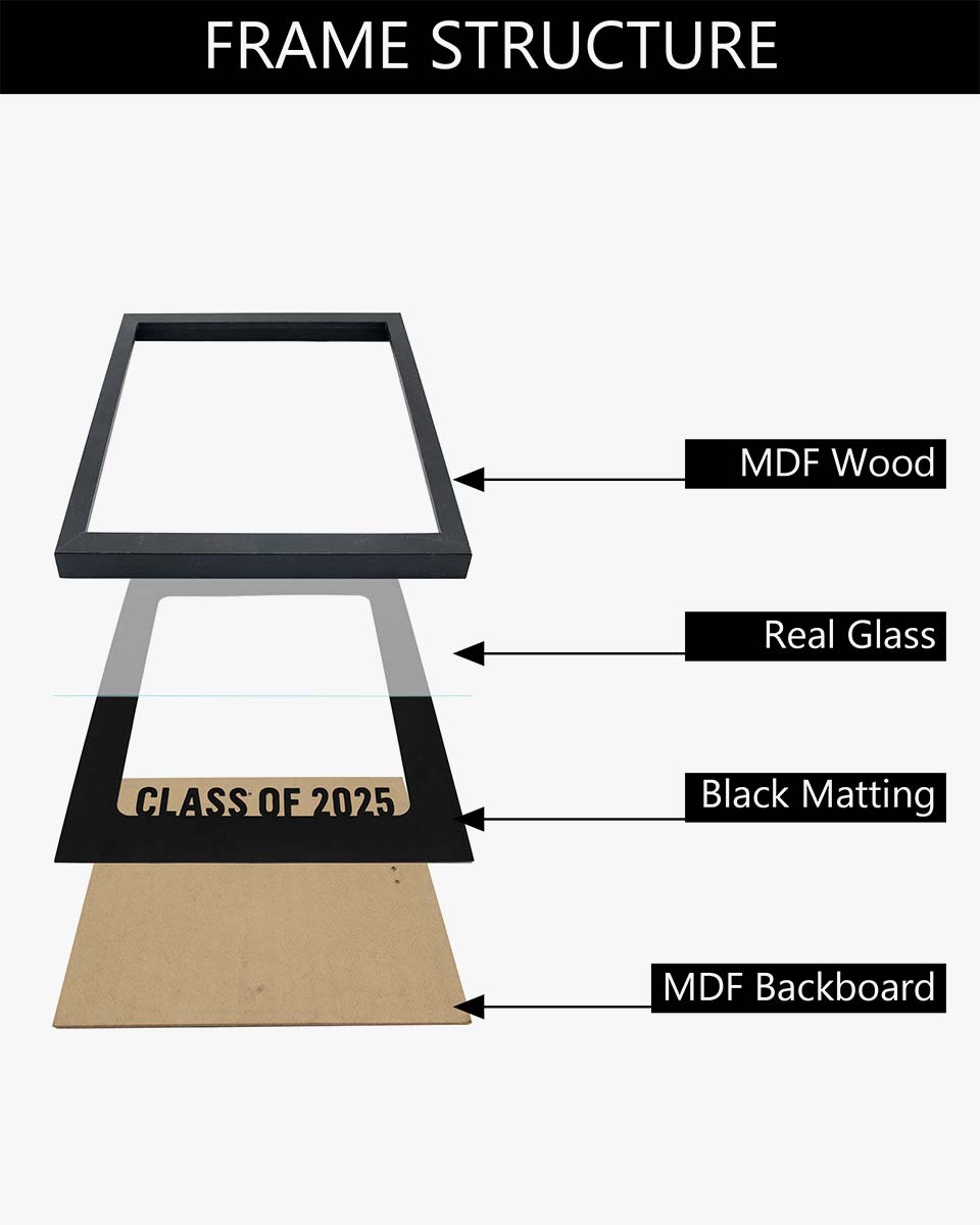 Graduation Class of 2025 Black Picture Frame with Tassel Holder for 8*10 Picture - 2 Styles available