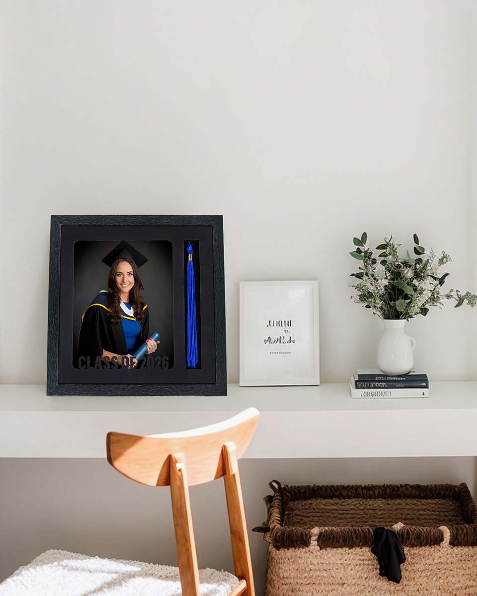Graduation Class of 2026 Black Picture Frame with Tassel Holder for 8*10 Picture - 2 Styles available