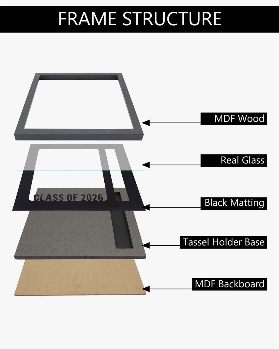 Graduation Class of 2026 Black Picture Frame with Tassel Holder for 8*10 Picture - 2 Styles available