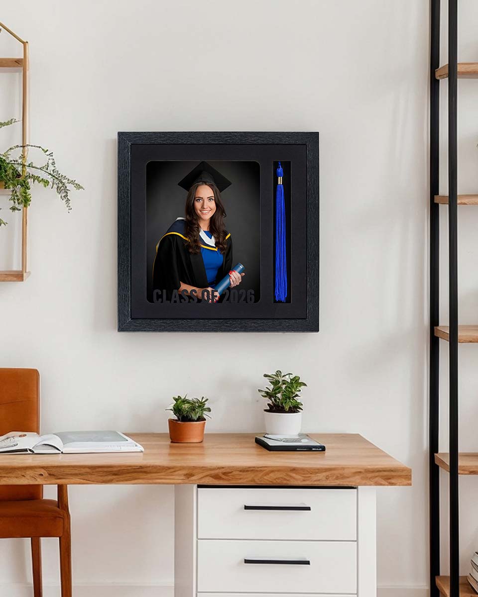 Graduation Class of 2026 Black Picture Frame with Tassel Holder for 8*10 Picture - 2 Styles available