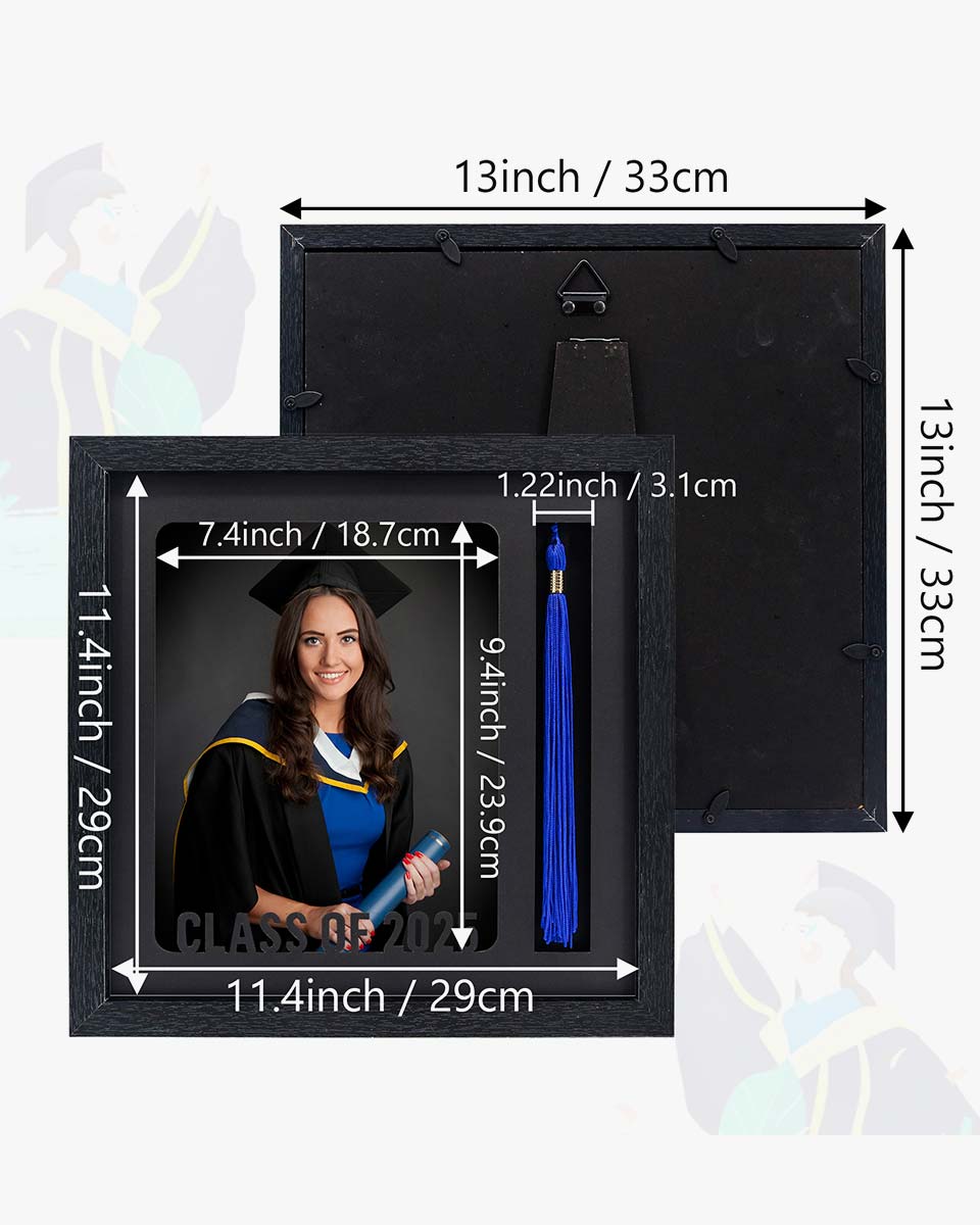 Graduation Class of 2025 Black Picture Frame with Tassel Holder for 8*10 Picture - 2 Styles available