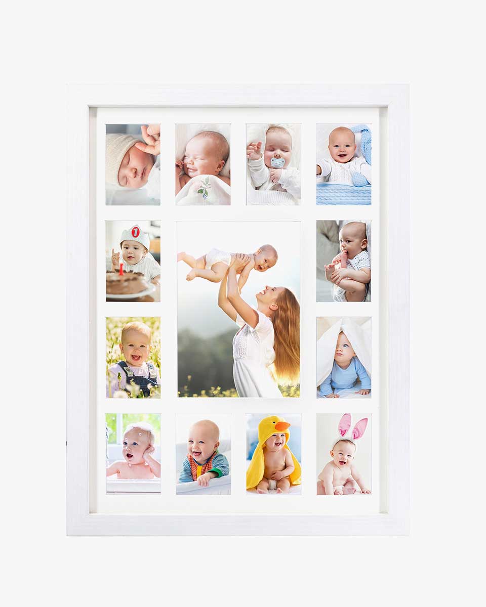 Graduation School Years K-12 Day Collage Wood with Double Mat Photo Frame - 3 Colors Available