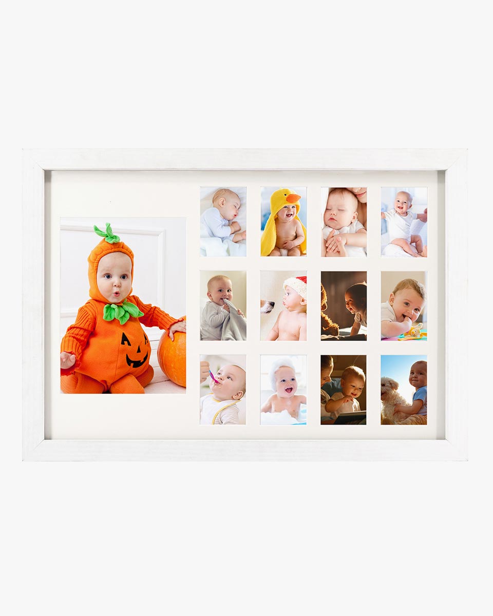 Graduation School Years K-12 Day Collage Wood with Double White Mat Horizontal Photo Frame - 2 Colors Available