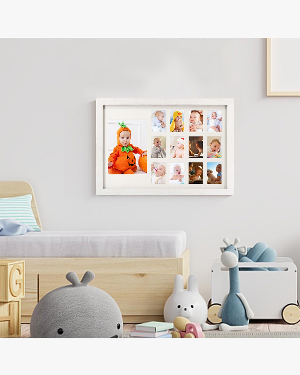 AMH Wooden Collage Picture Frame With Mat – Holds 2 Photos (10x15 & 13x18) – 40x23cm