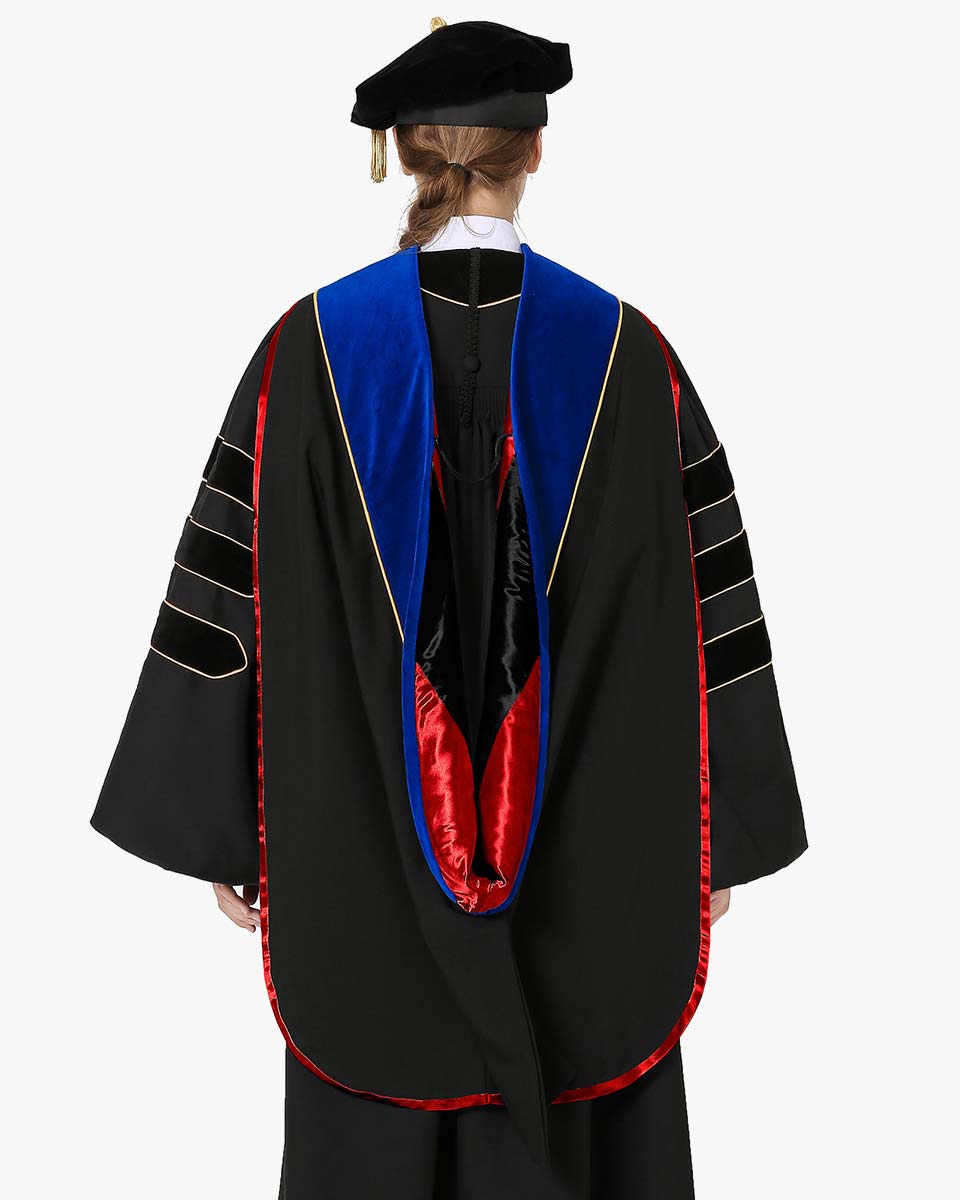 Deluxe Doctoral Hood with Gold Piping - 30 Color Combinations Available