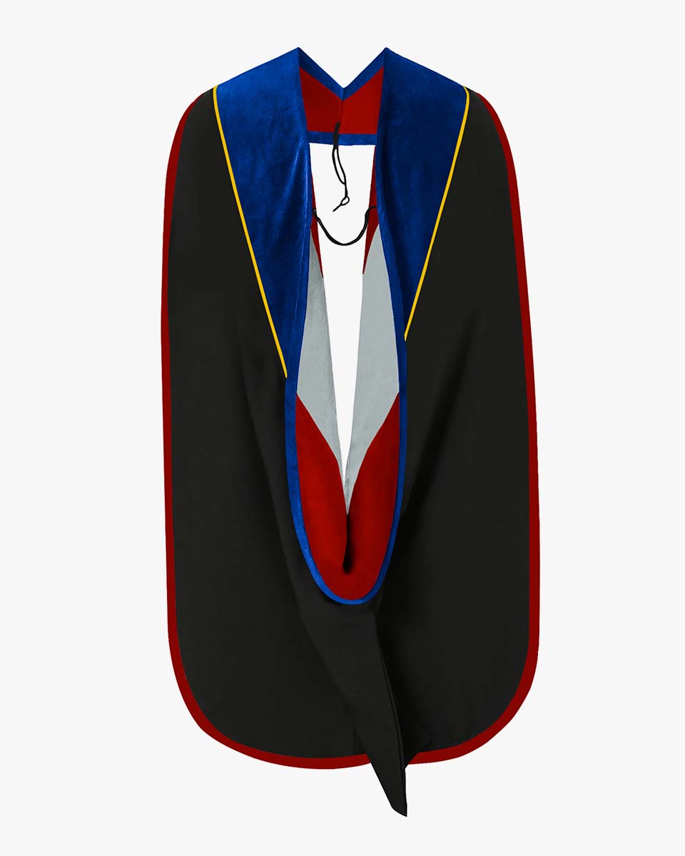 Deluxe Doctoral Hood with Gold Piping - 30 Color Combinations Available
