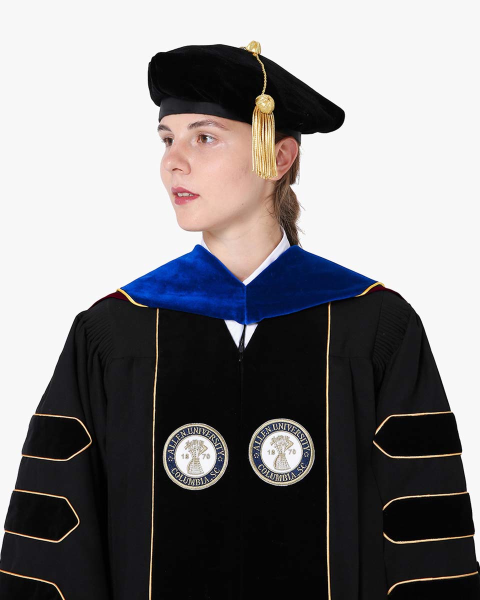 Deluxe Doctoral Hood with Gold Piping - 30 Color Combinations Available
