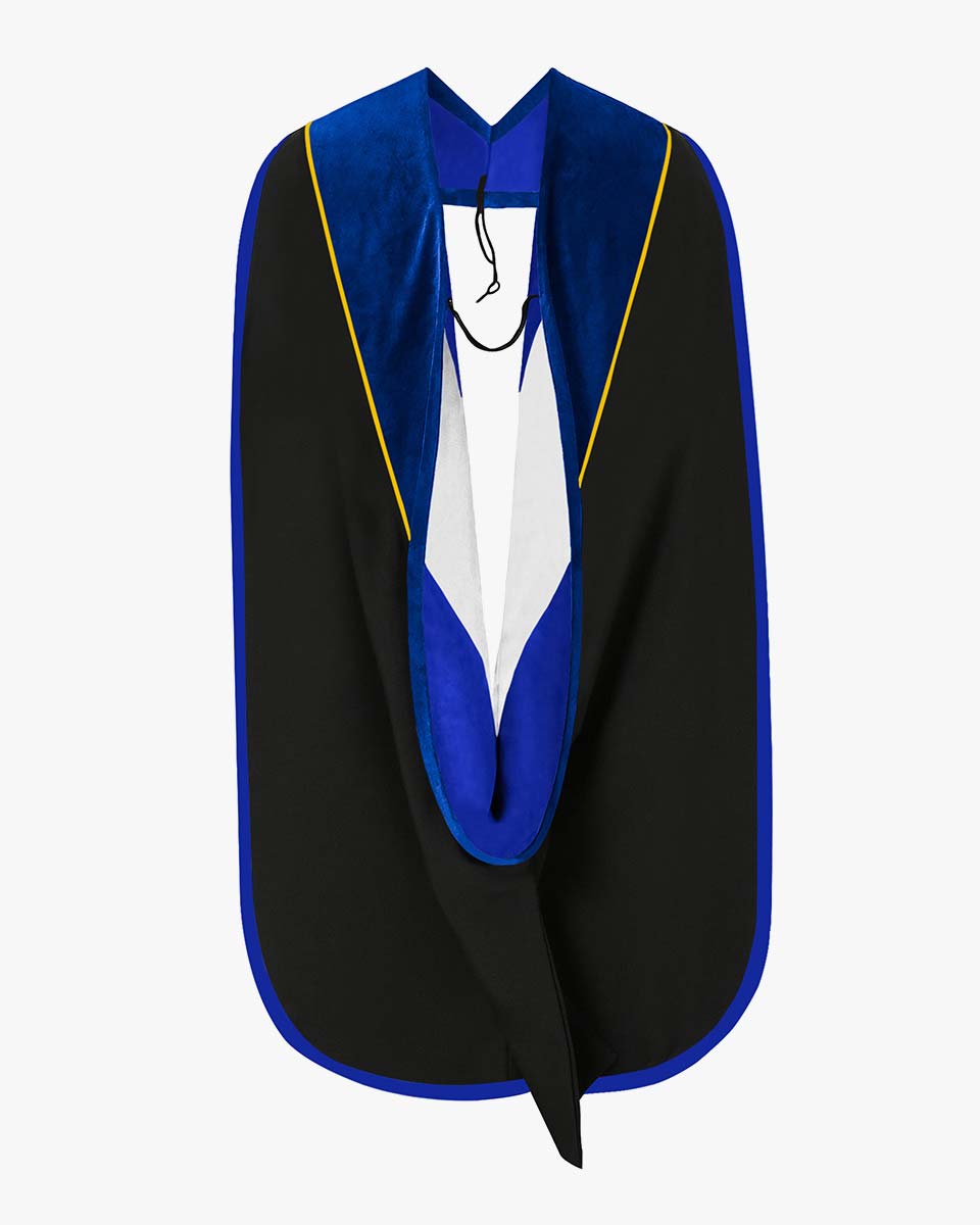 Deluxe Doctoral Hood with Gold Piping - 30 Color Combinations Available