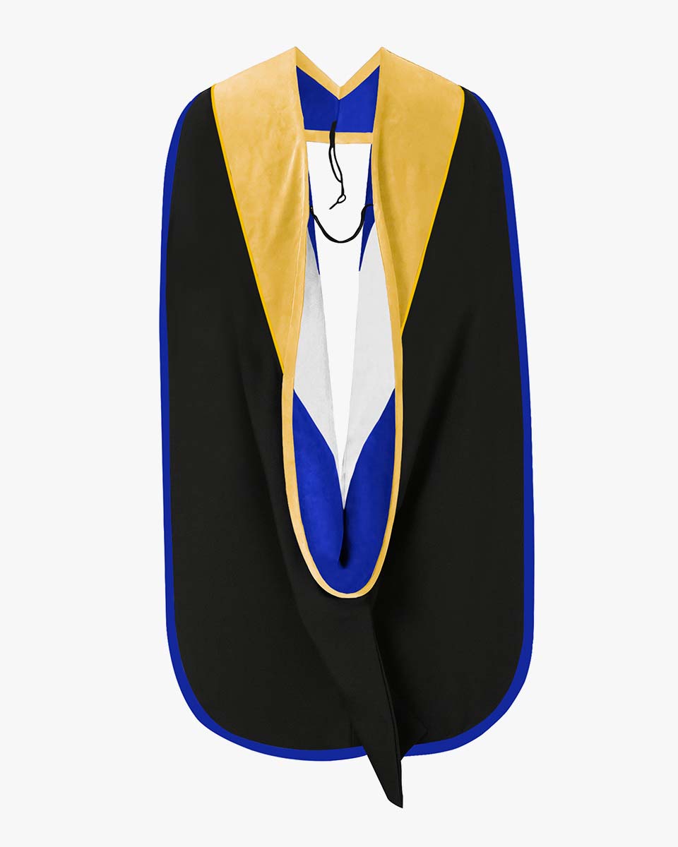Deluxe Doctoral Hood with Gold Piping - 30 Color Combinations Available