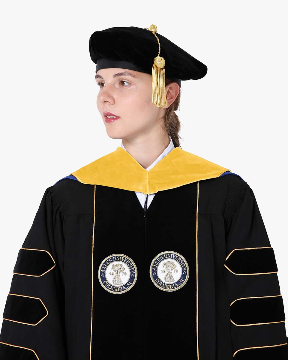 Deluxe Doctoral Hood with Gold Piping - 30 Color Combinations Available