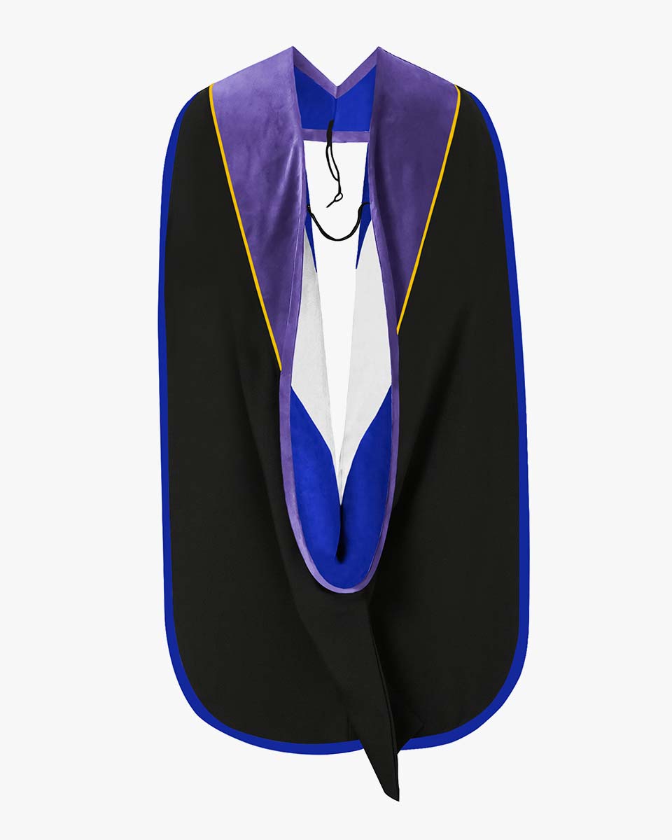 Deluxe Doctoral Hood with Gold Piping - 30 Color Combinations Available