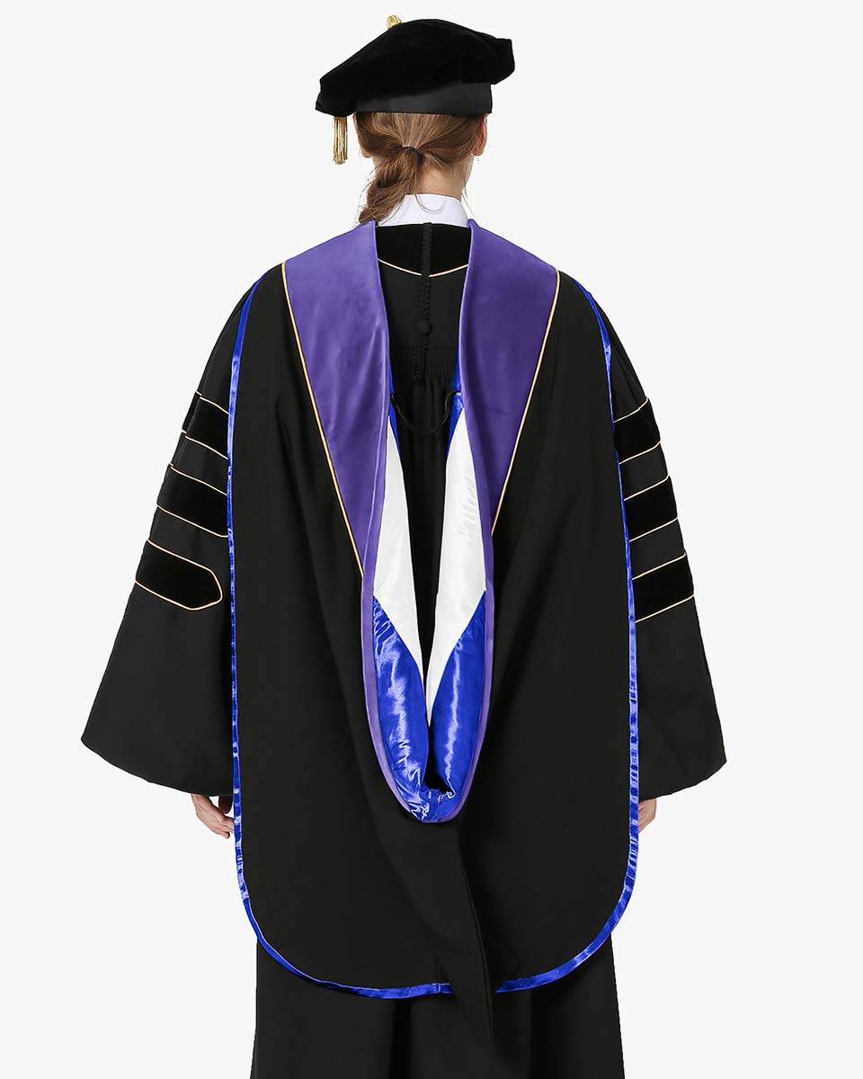 Deluxe Doctoral Hood with Gold Piping - 30 Color Combinations Available