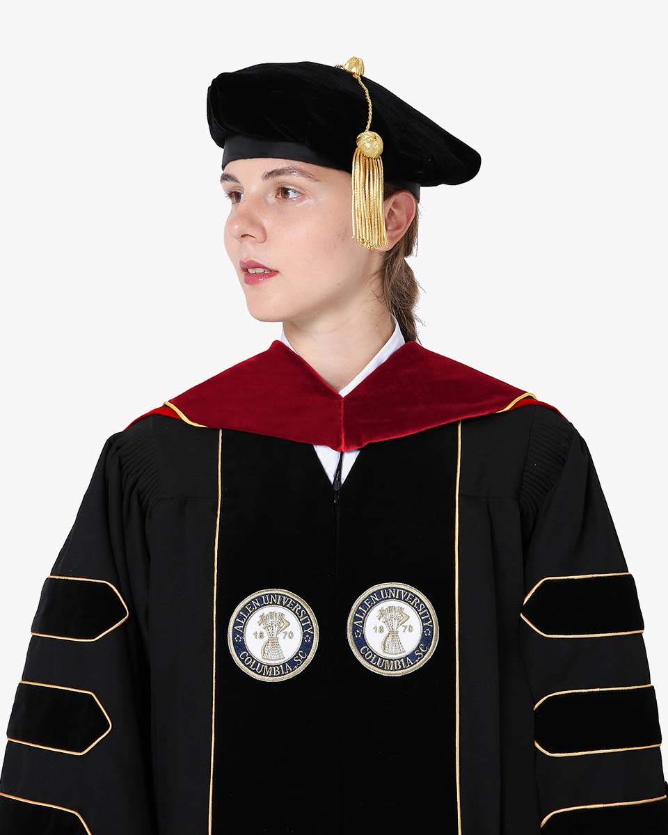 Deluxe Doctoral Hood with Gold Piping - 30 Color Combinations Available