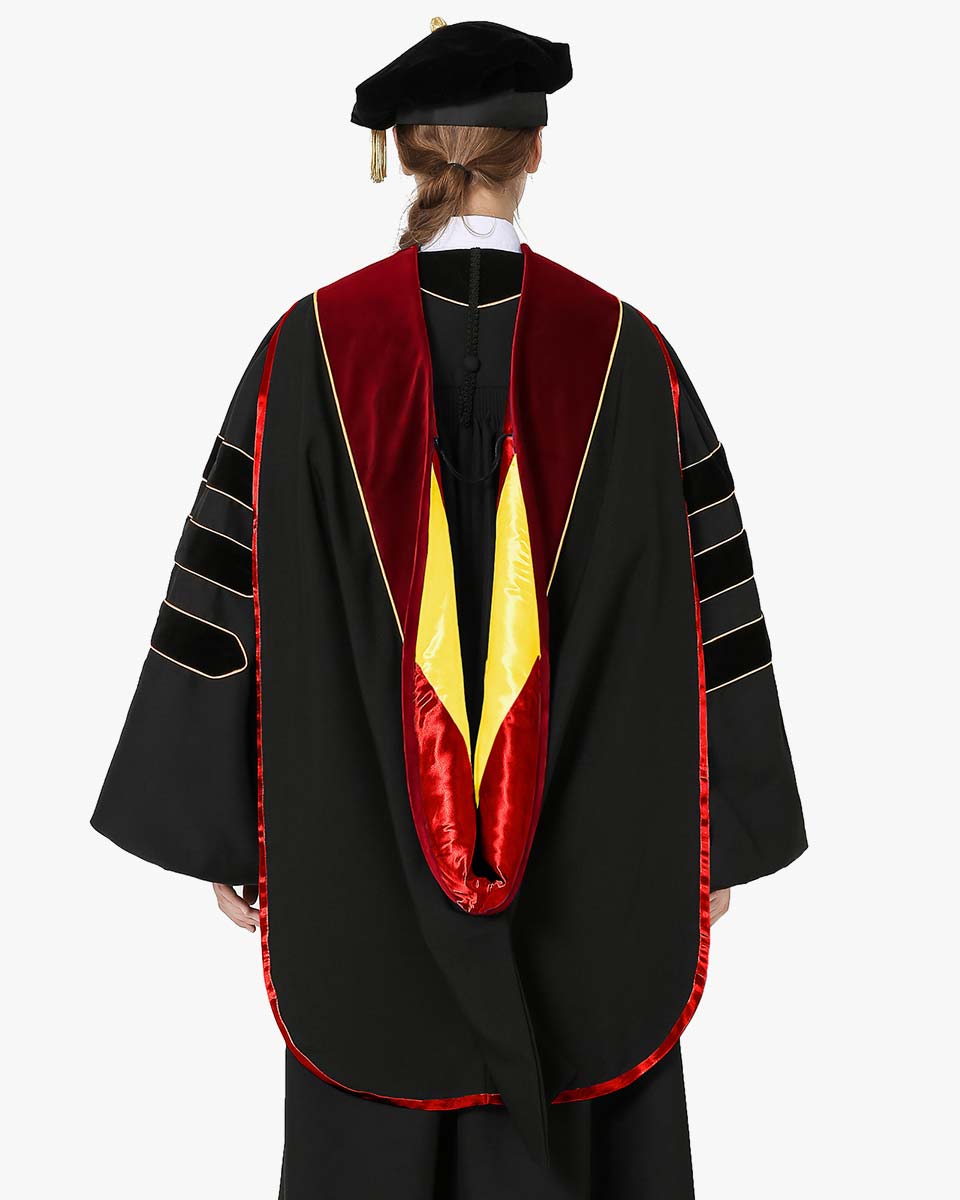 Deluxe Doctoral Hood with Gold Piping - 30 Color Combinations Available