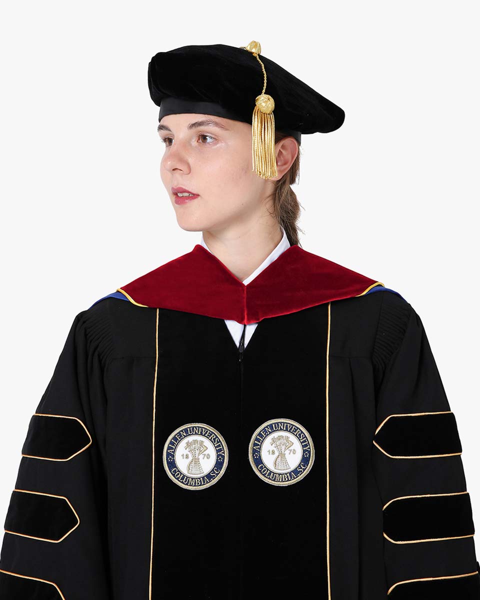 Deluxe Doctoral Hood with Gold Piping - 30 Color Combinations Available