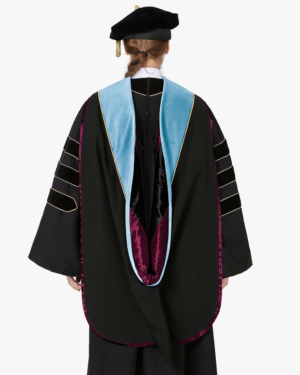 Deluxe Doctoral Hood with Gold Piping - 30 Color Combinations Available