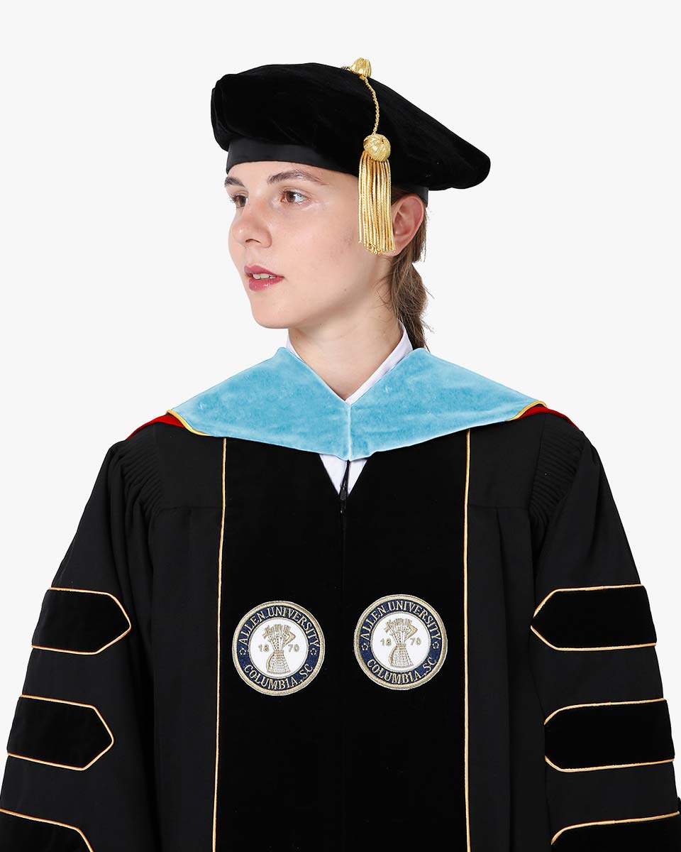 Deluxe Doctoral Hood with Gold Piping - 30 Color Combinations Available