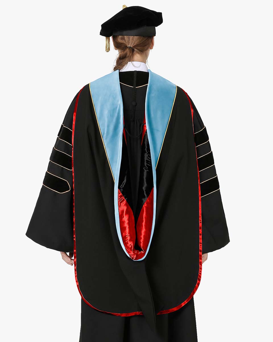 Deluxe Doctoral Hood with Gold Piping - 30 Color Combinations Available