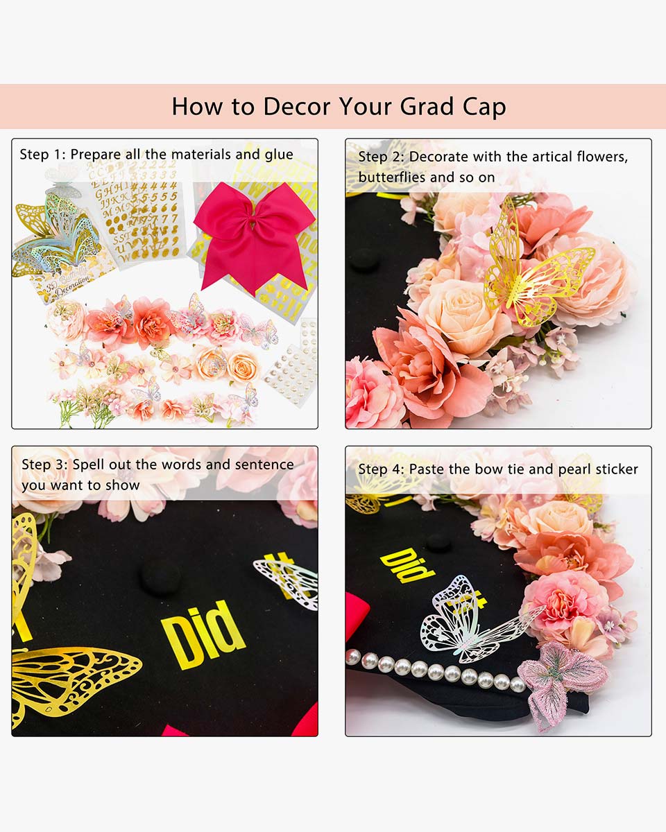 Graduation Cap Decoration Kit DIY Craft - 3 Colors Available