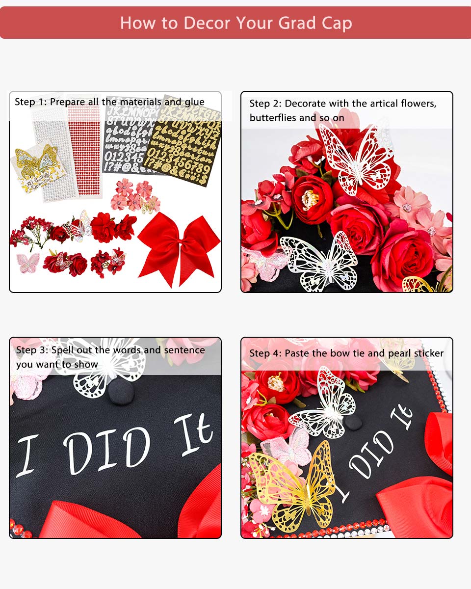 Graduation Cap Decoration Kit DIY Craft - 4 Colors Available