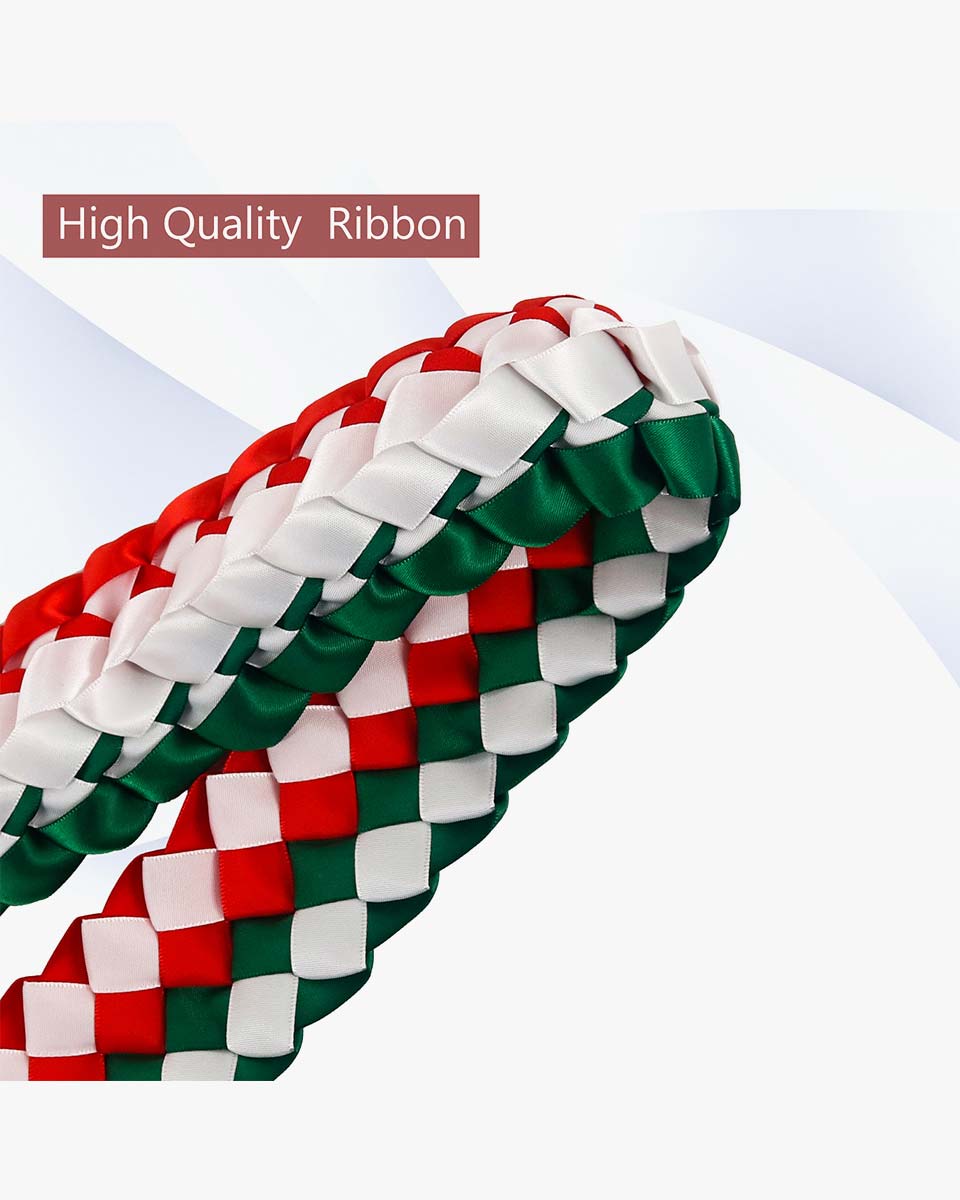 Graduation Leis with National Flag Color Ribbon Lei Braided Necklace