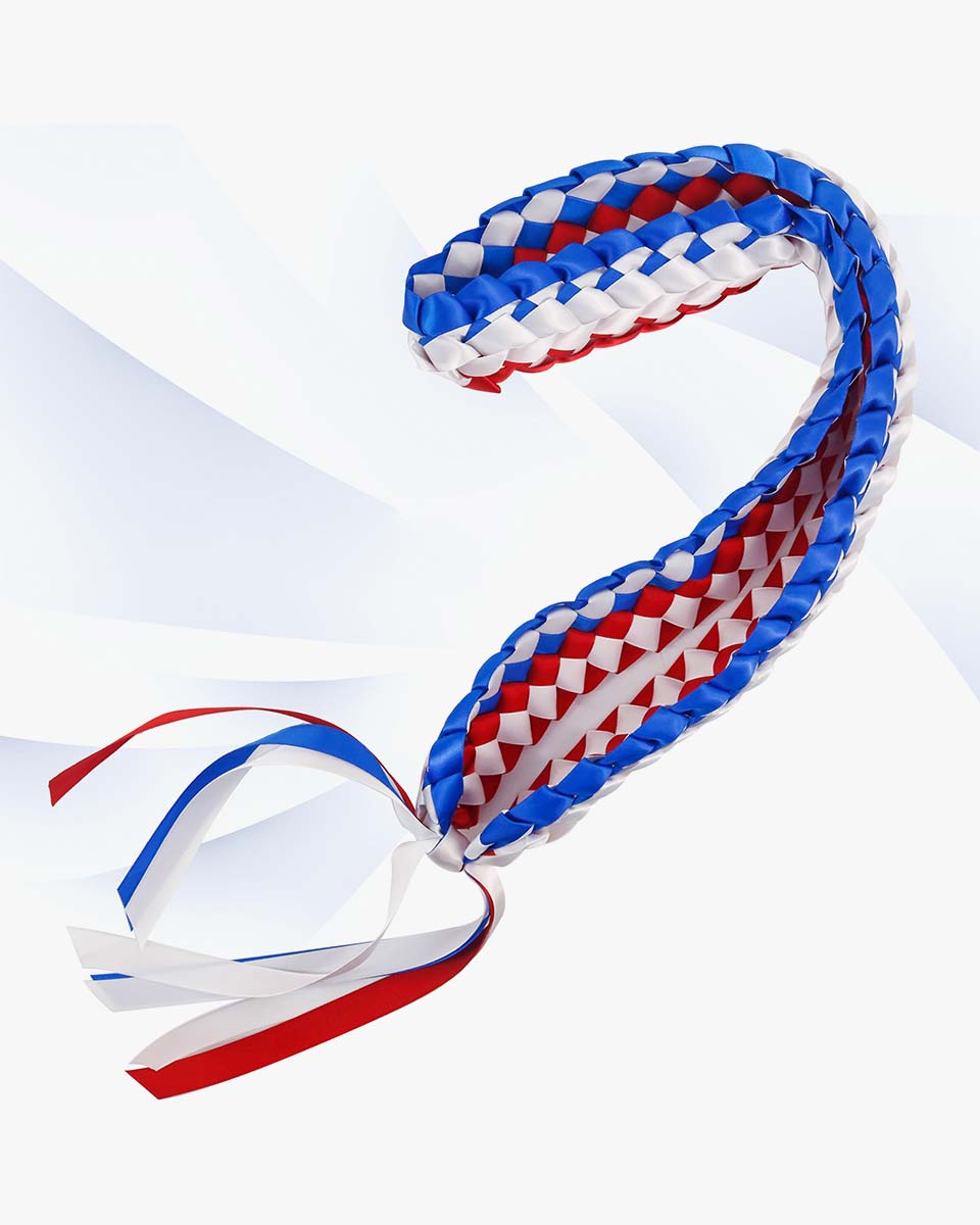 Graduation Leis with National Flag Color Ribbon Lei Braided Necklace