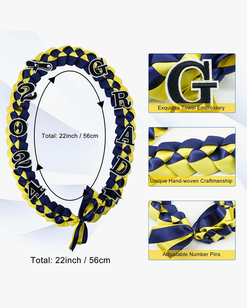 Graduation Leis with 2024 Embroidery Ribbon Lei Braided Necklace