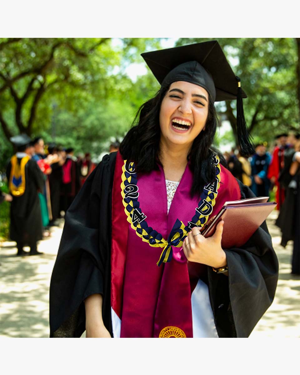 Graduation Leis with 2024 Embroidery Ribbon Lei Braided Necklace