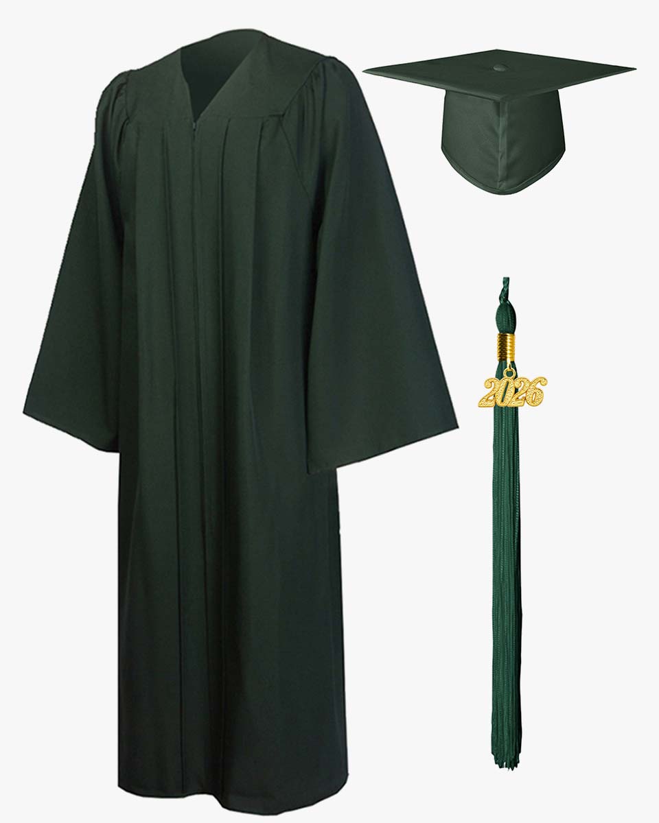 High School Premium Matte Graduation Cap, Gown, Stole & Imprinted Diploma Cover Package