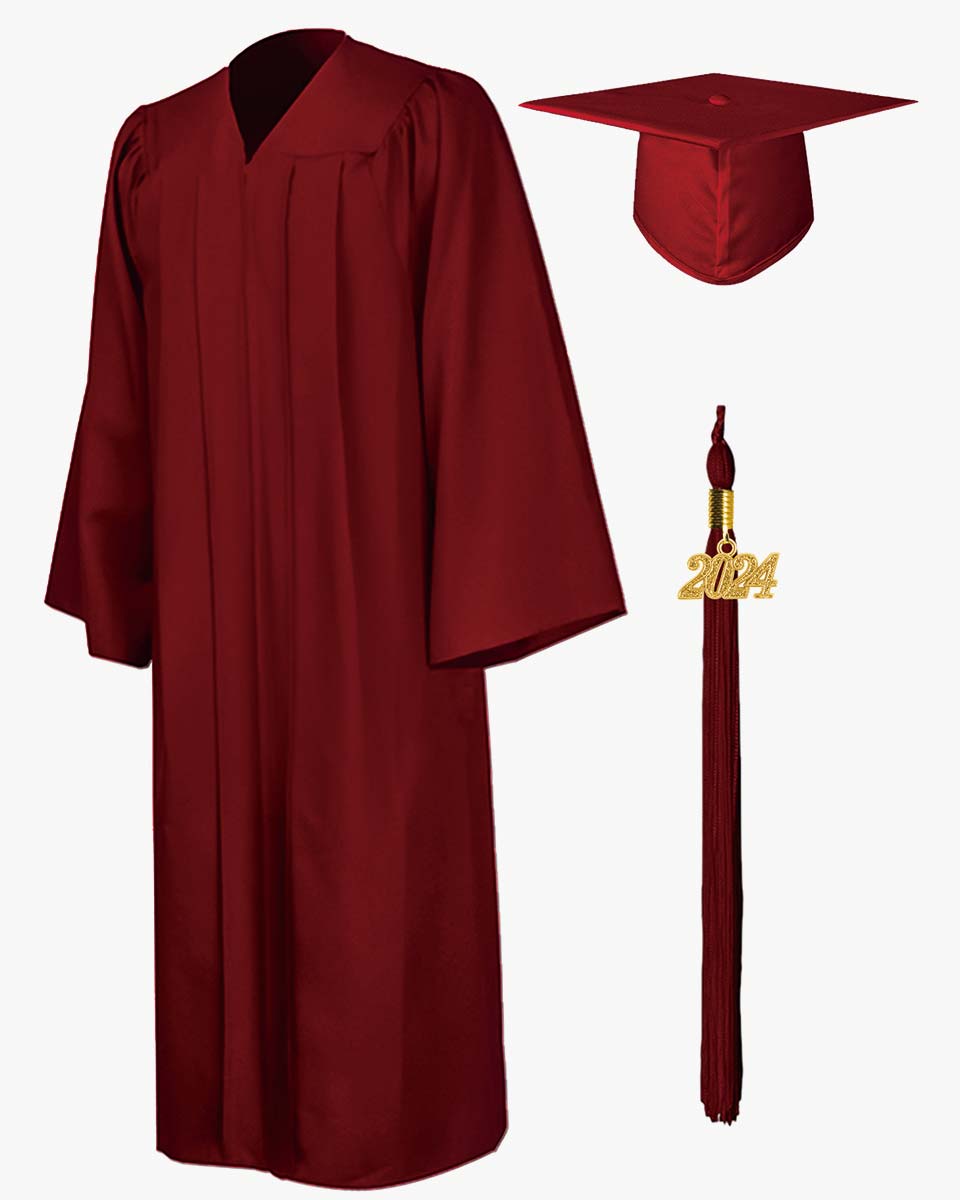 Premium Matte Graduation Cap, Gown & Tassel Package - 12 Colors Available