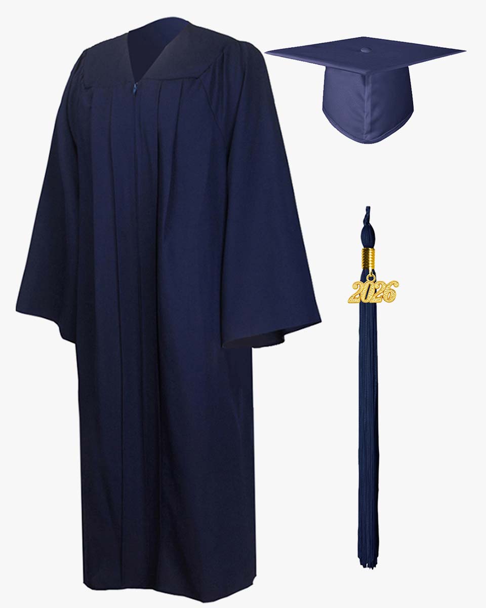 High School Premium Matte Graduation Cap, Gown, Stole & Imprinted Diploma Cover Package