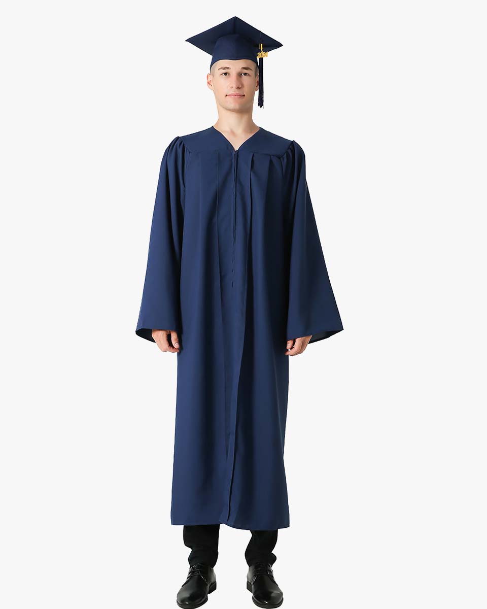 High School Premium Matte Graduation Cap, Gown, Tassel & Imprinted Diploma Cover Package