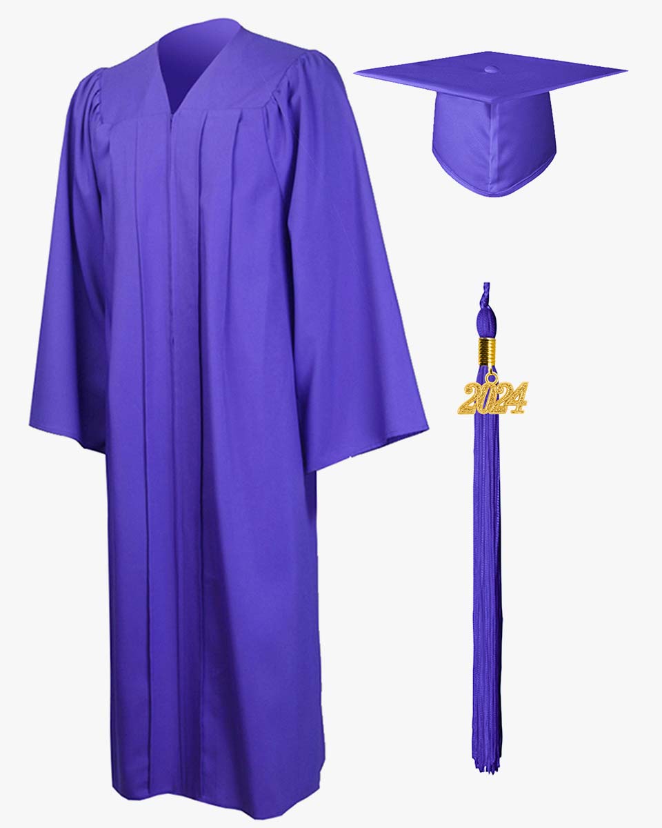 High School Premium Matte Graduation Cap, Gown, Stole & Imprinted Diploma Cover Package