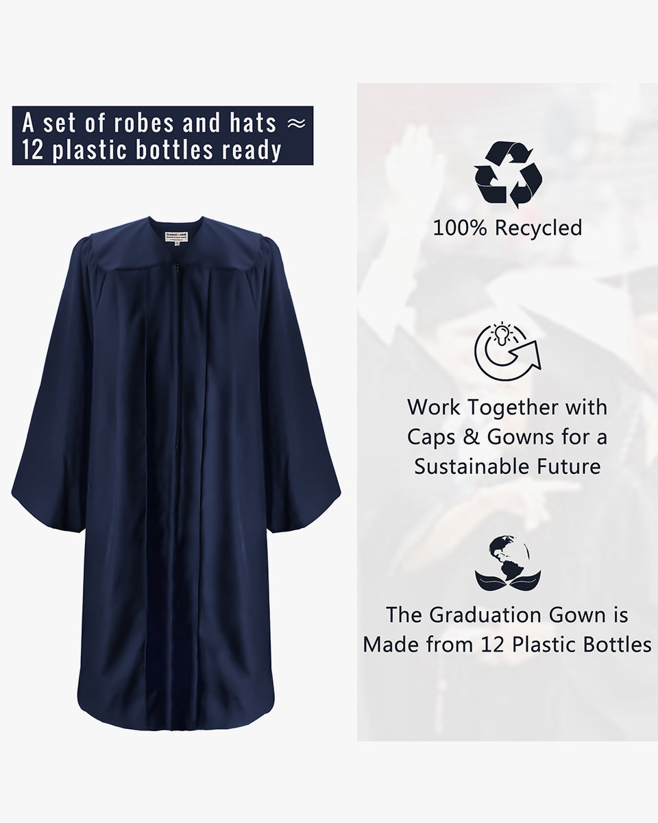100 Recycled Material High School Graduation Cap and Gown with Pocket