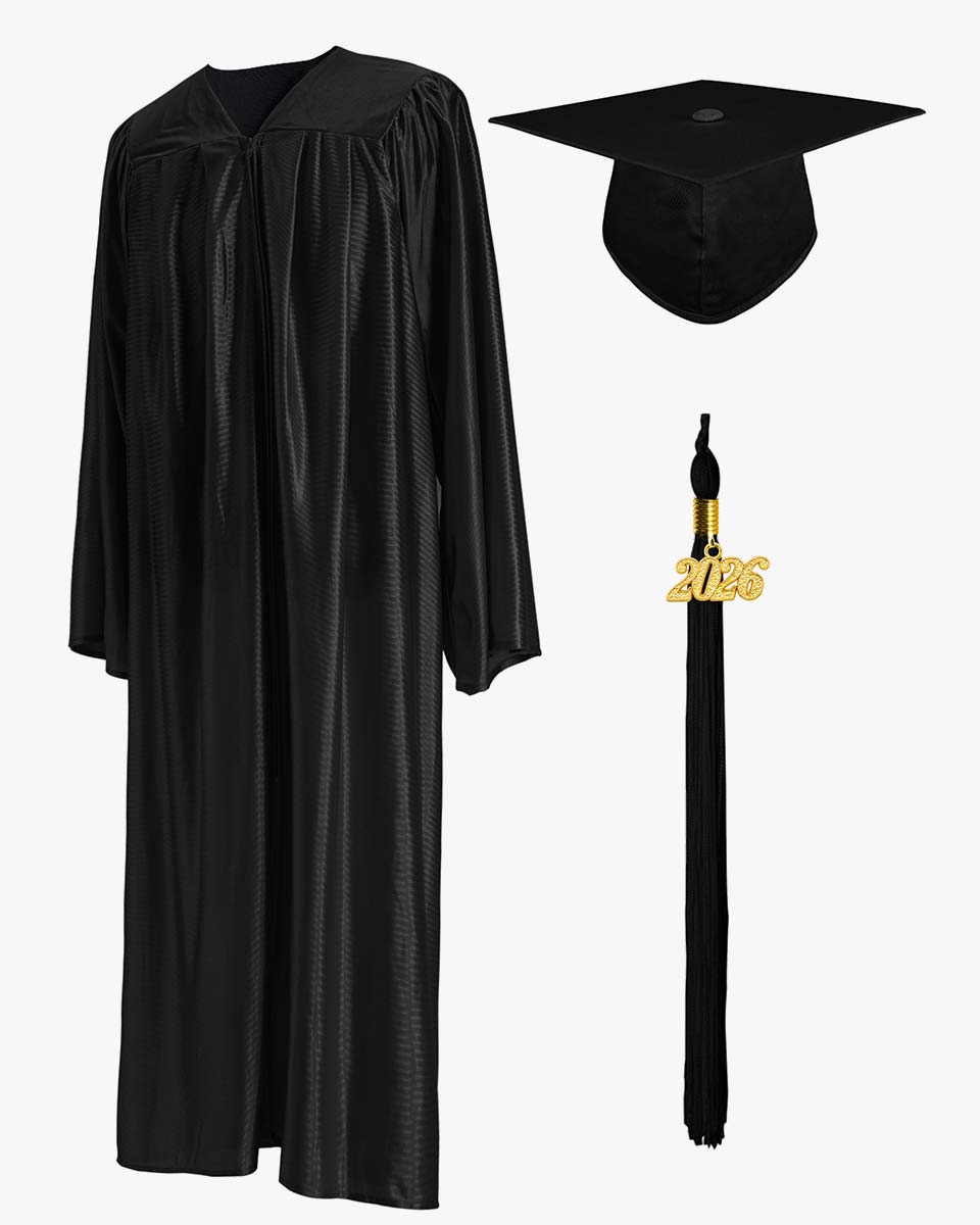 High School Economy Shiny Graduation Cap,Gown & Tassel Package - 13 Colors Available