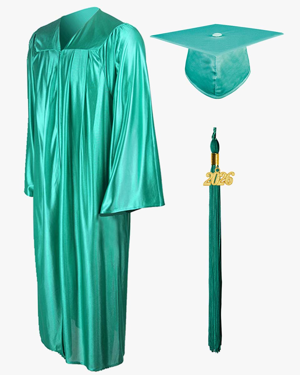 High School Economy Shiny Graduation Cap,Gown & Tassel Package - 13 Colors Available
