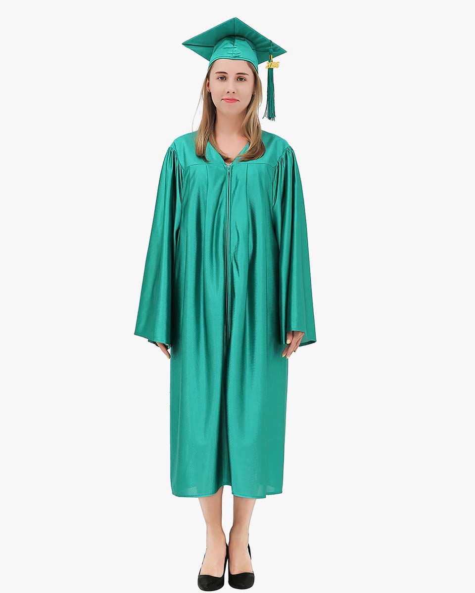 High School Economy Shiny Graduation Cap,Gown & Tassel Package - 13 Colors Available
