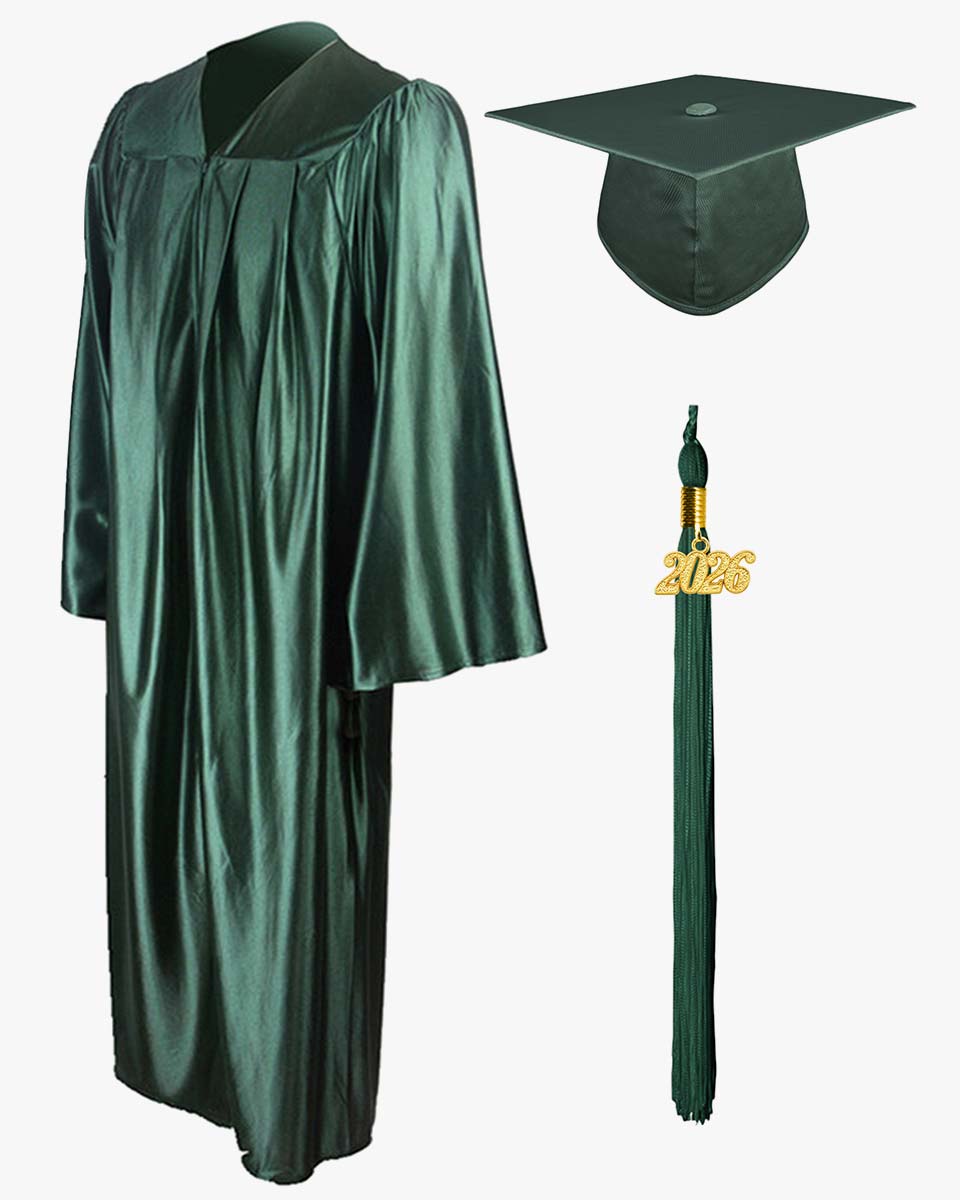 High School Economy Shiny Graduation Cap,Gown & Tassel Package - 13 Colors Available