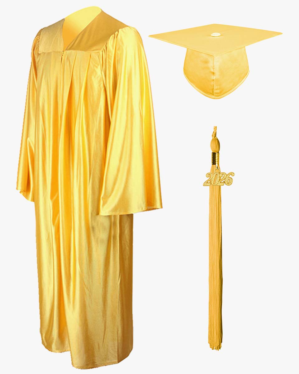 High School Economy Shiny Graduation Cap,Gown & Tassel Package - 13 Colors Available