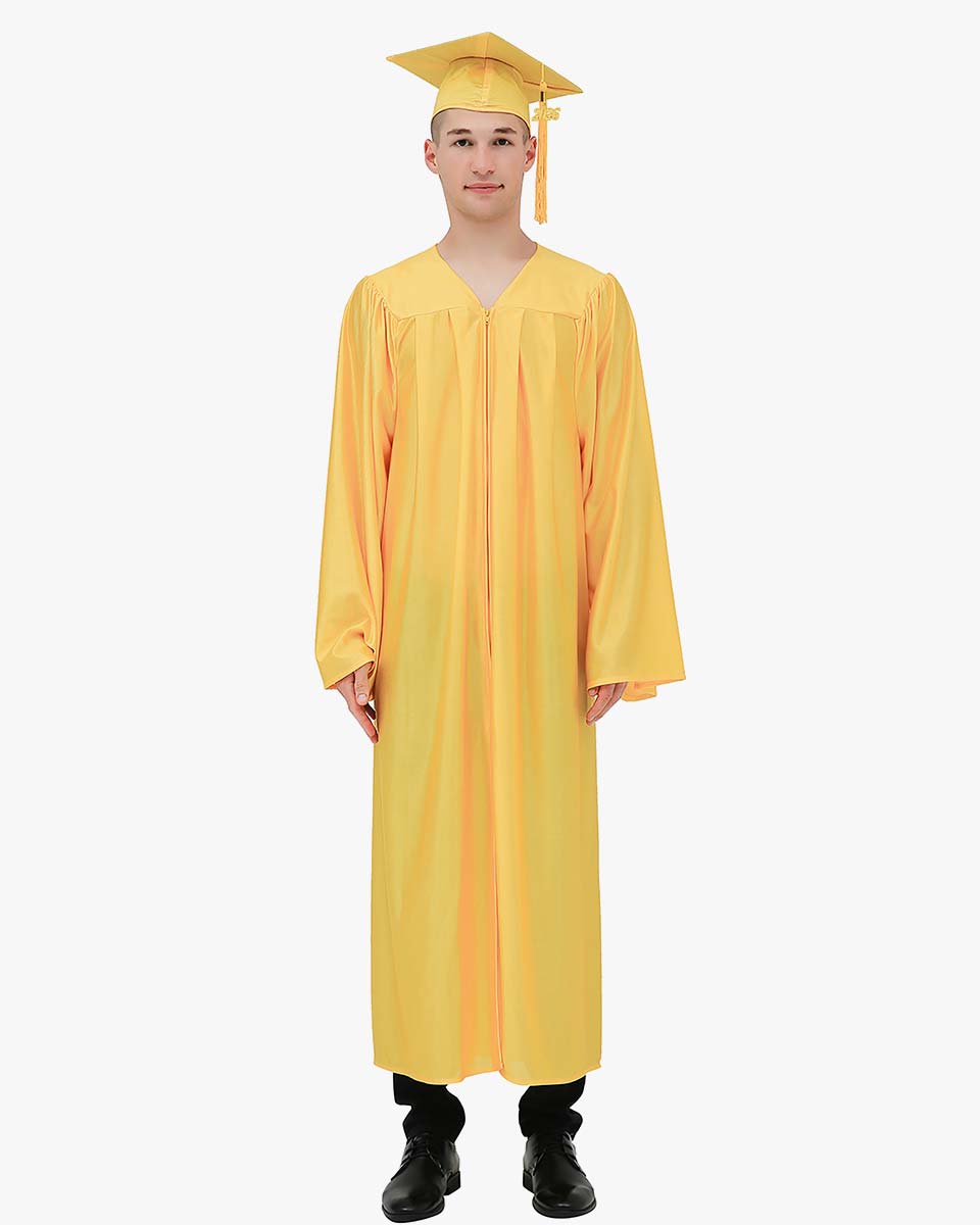 High School Economy Shiny Graduation Cap,Gown & Tassel Package - 13 Colors Available