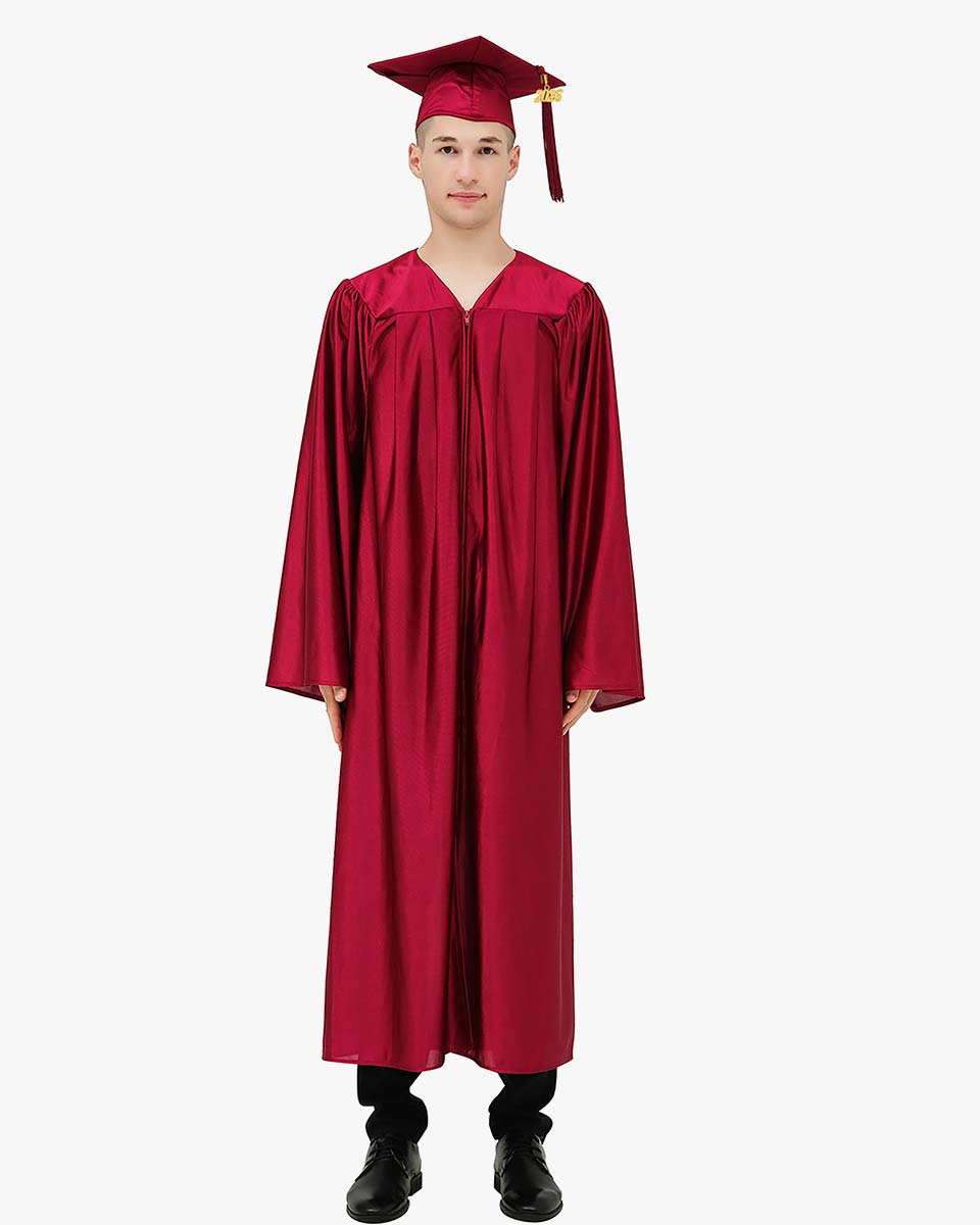 High School Economy Shiny Graduation Cap,Gown & Tassel Package - 13 Colors Available