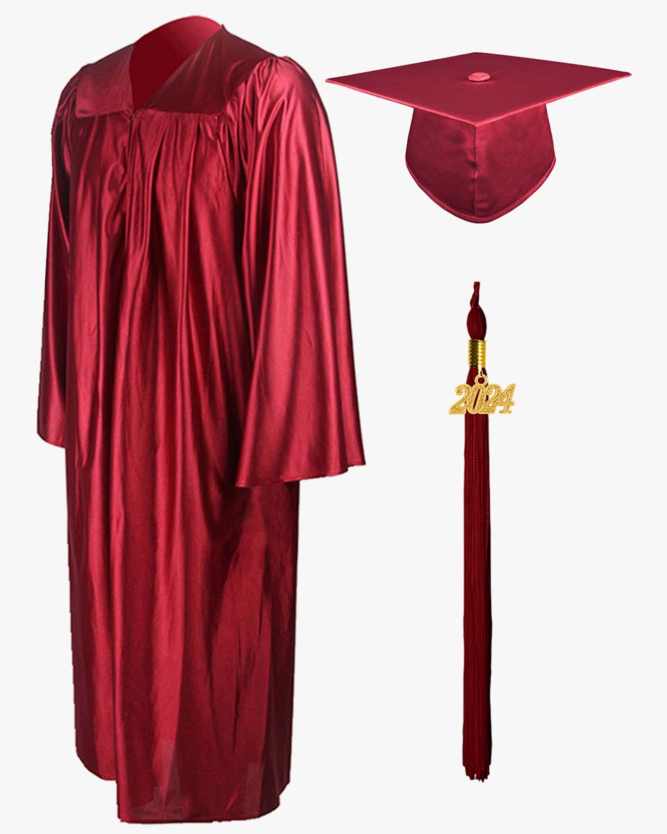 High School Economy Shiny Graduation Cap,Gown & Tassel Package - 12 Colors Available