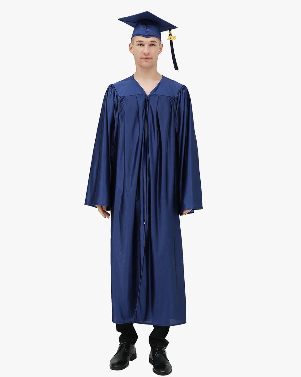 High School Economy Shiny Graduation Cap,Gown & Tassel Package - 13 Colors Available