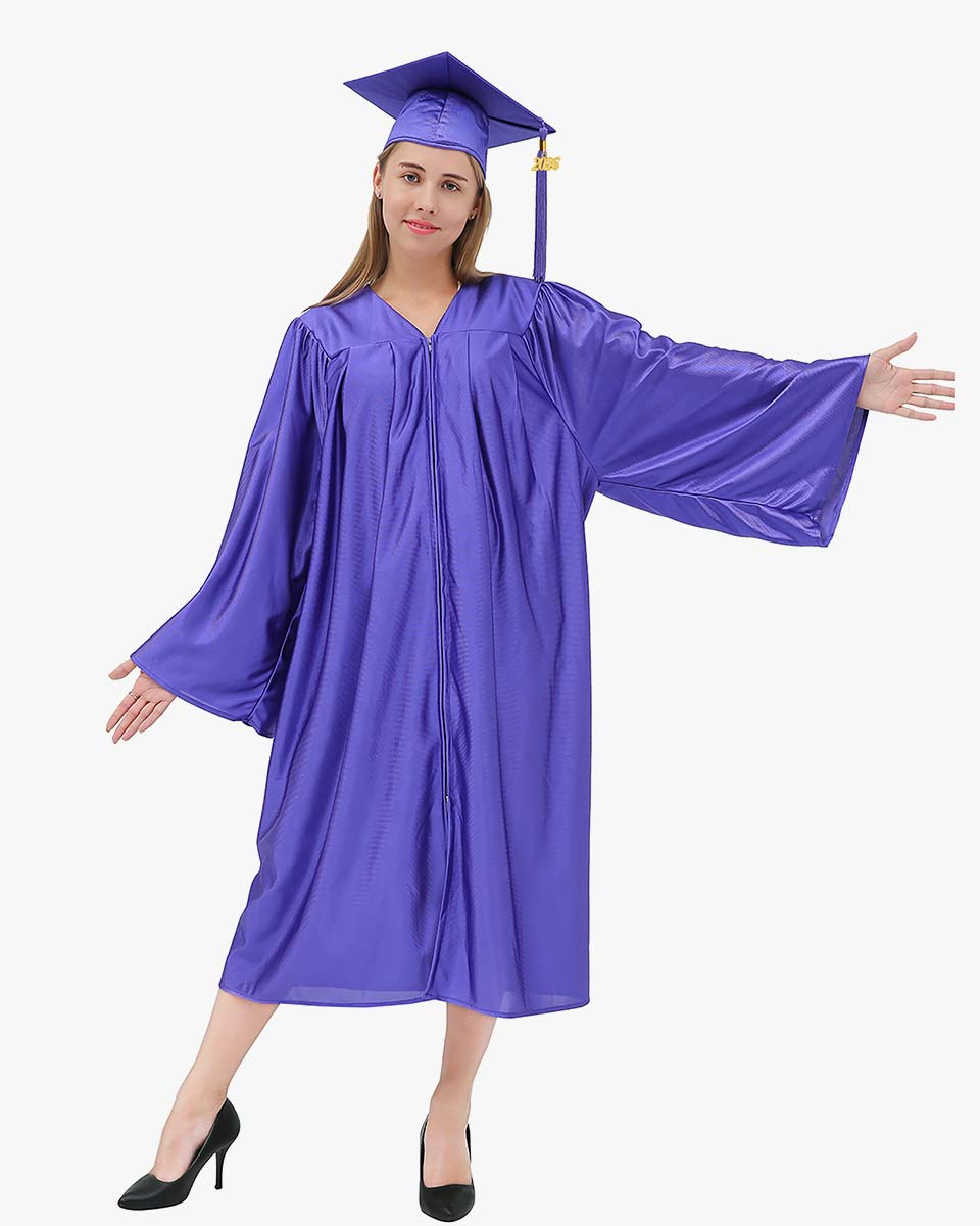 High School Economy Shiny Graduation Cap,Gown & Tassel Package - 13 Colors Available