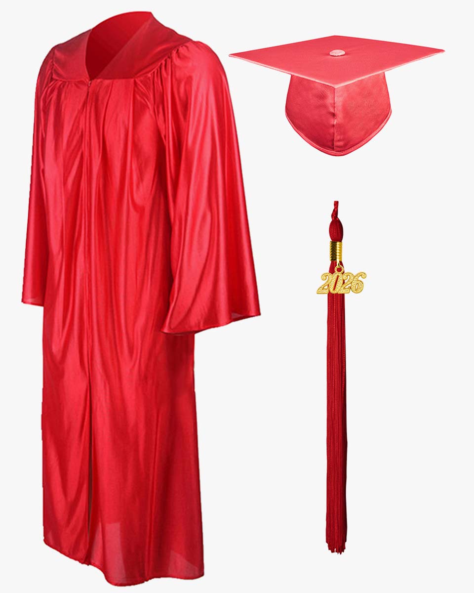 High School Economy Shiny Graduation Cap,Gown & Tassel Package - 13 Colors Available