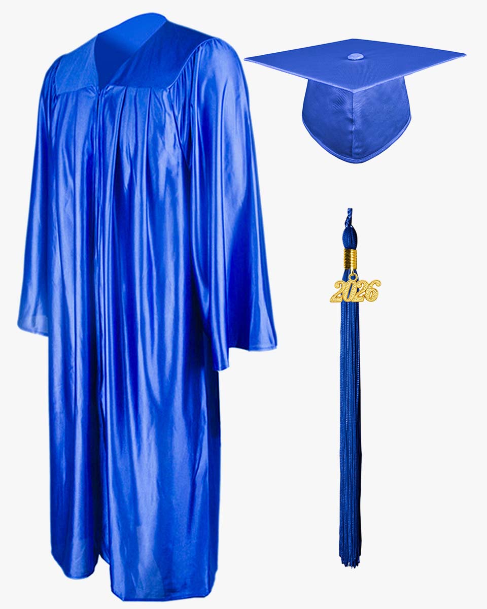 High School Economy Shiny Graduation Cap,Gown & Tassel Package - 13 Colors Available