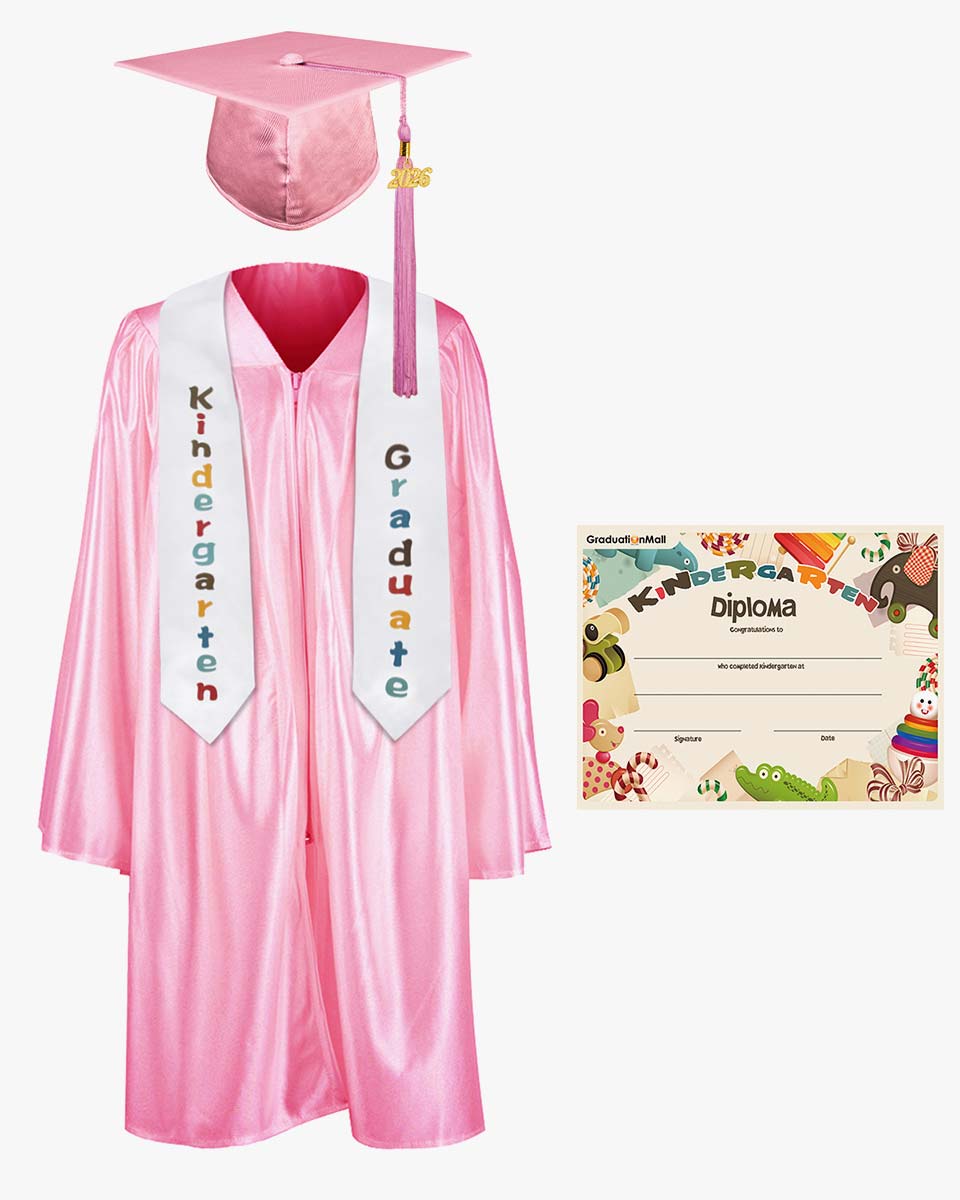Shiny Kindergarten Graduation Cap, Gown, Stole & Diploma Package