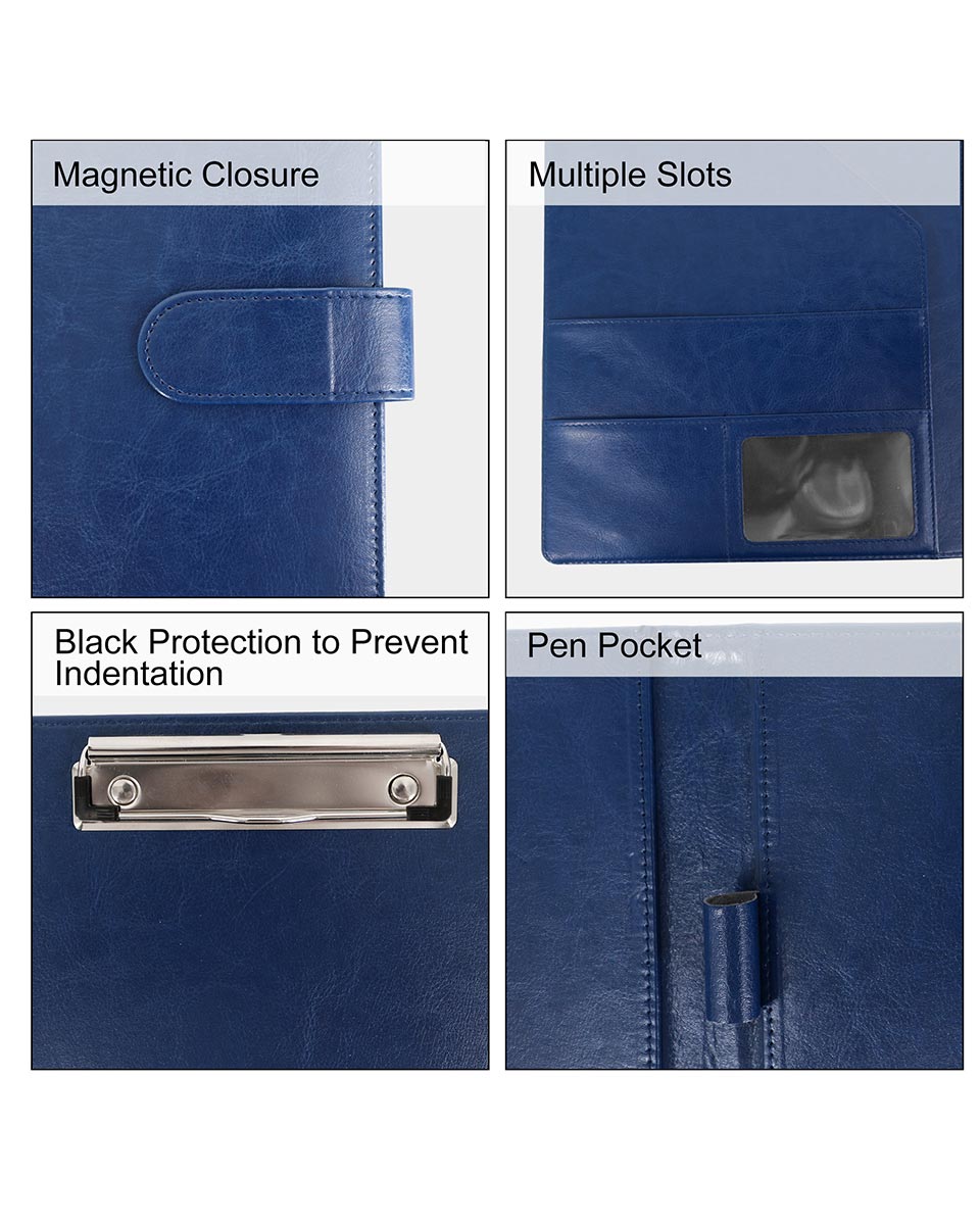 Multifunctional Business Magnetic Portfolio Padfolio PU Leather Folder with A4 Size - 3 Colors Available