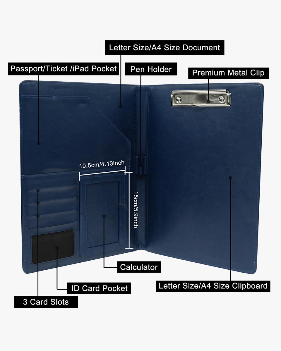 Multifunctional Business Open Portfolio Padfolio PU Leather Folder with A4 Size - 3 Colors Available
