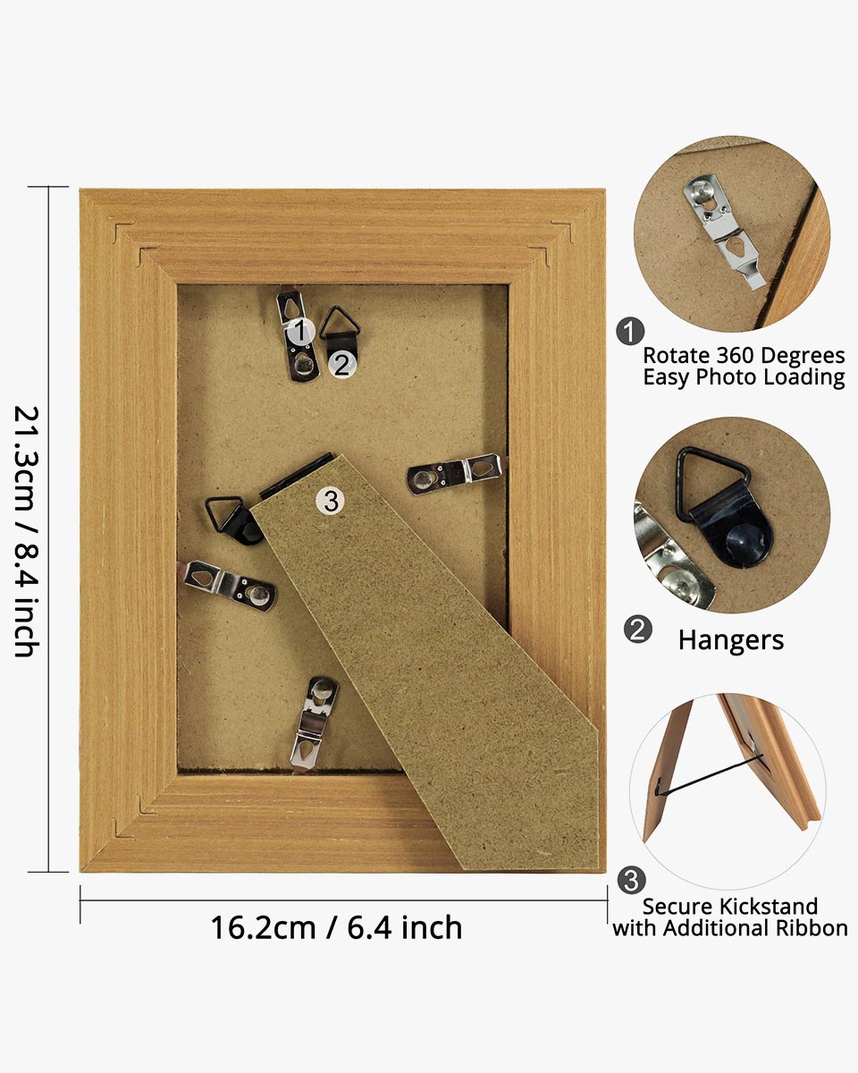 Oak Wood Photo Frames with Real Glass Pack of 2 - 4 Sizes Available